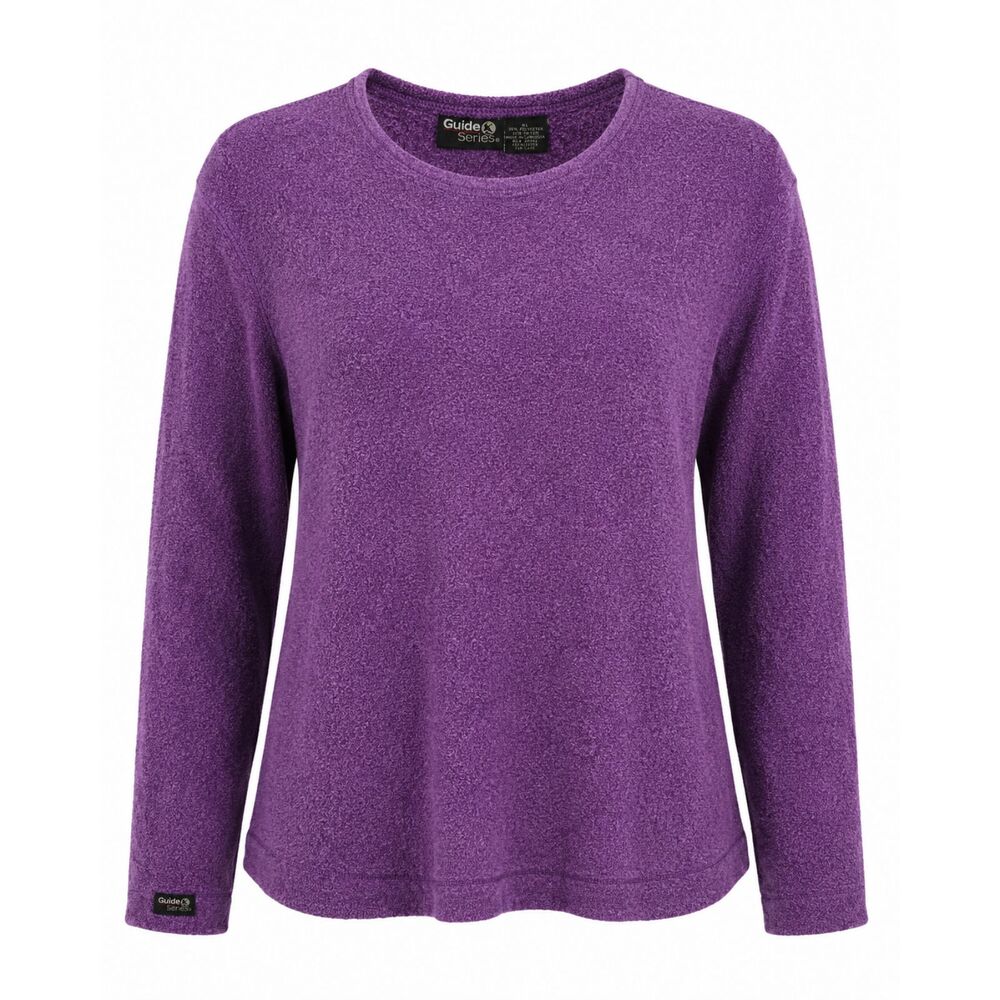 Guide Series Women's Purple Bouclé Knit Sweater XL Soft Crewneck
